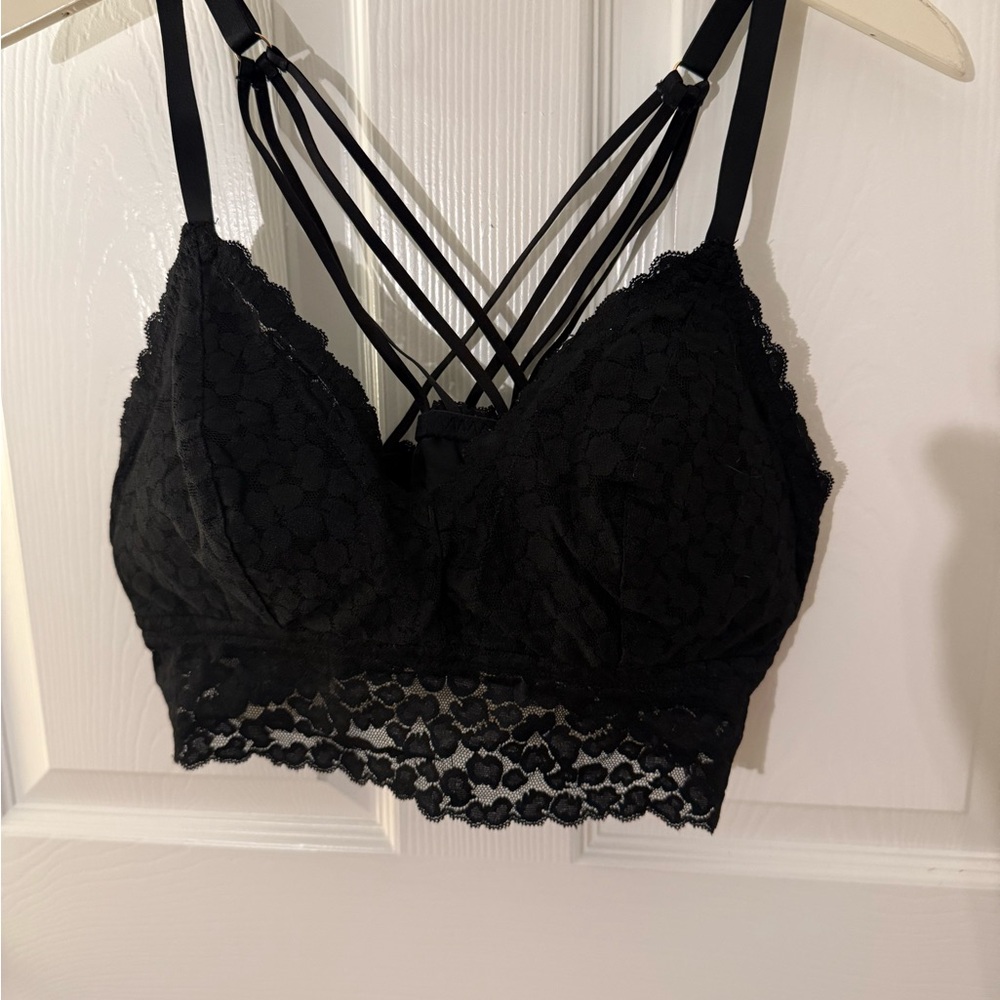 Aerie Black Lace Strappy Bralette